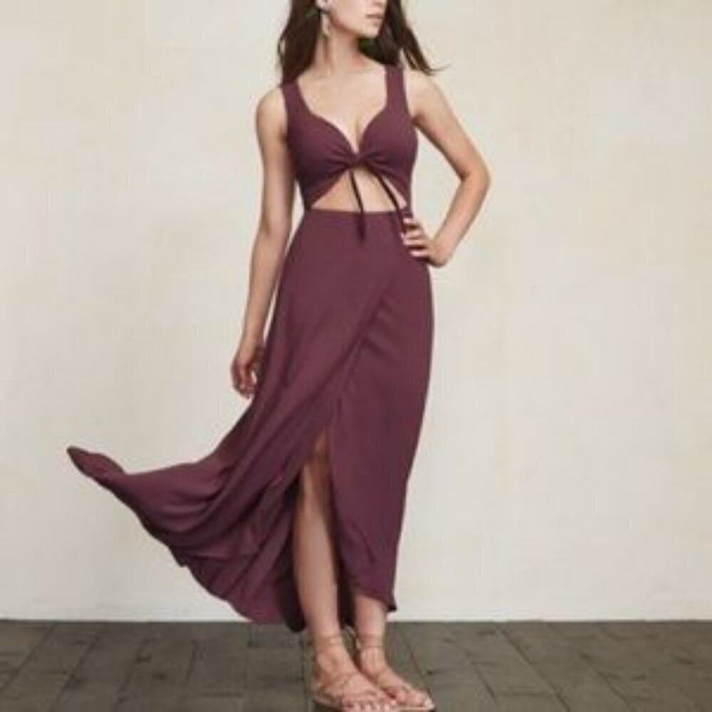 Reformation Kai Pink Purple Cutout Long Wrap Dress Size X-Small